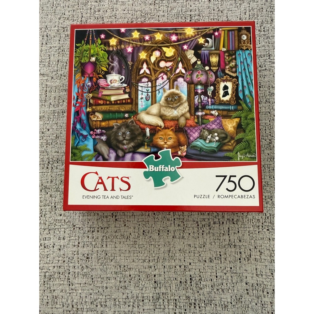 Buffalo Games Cats Evening Tea and Tales 750 Piece Jigsaw Puzzle Brigid Ashwood